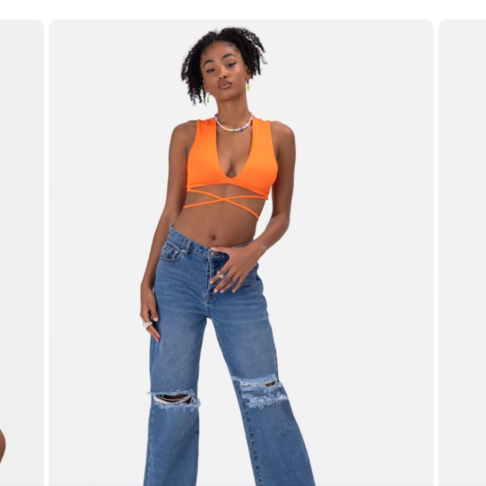 Orange wrap crop top, Adika